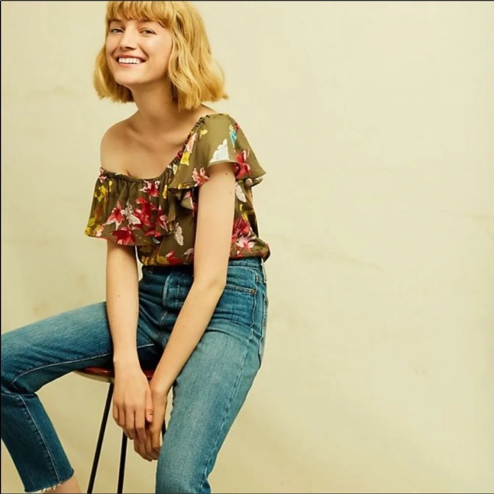 Anthropologie Maeve Vallita Off The Shoulder Floral Top Size S - Picture 3 of 13